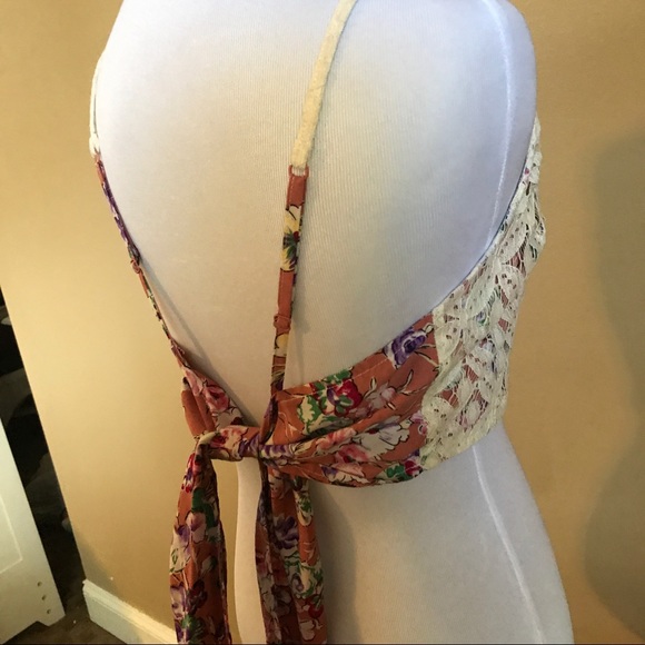 Free People Lace Halter Crop Top with Tie in Back - Picture 6 of 8